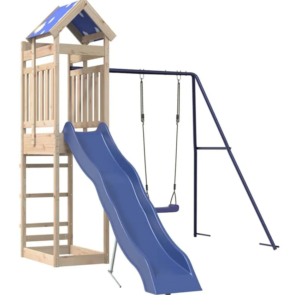 vidaXL Parque infantil de exterior de madera maciza de pino New