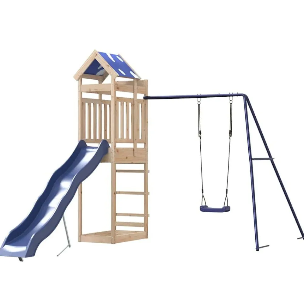 vidaXL Parque infantil de exterior de madera maciza de pino New