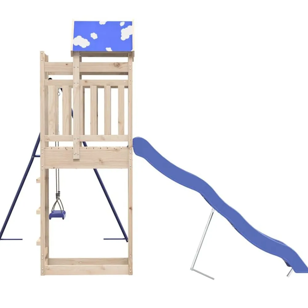 vidaXL Parque infantil de exterior de madera maciza de pino New