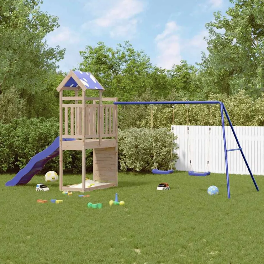 vidaXL Parque infantil de exterior de madera maciza de pino Outlet
