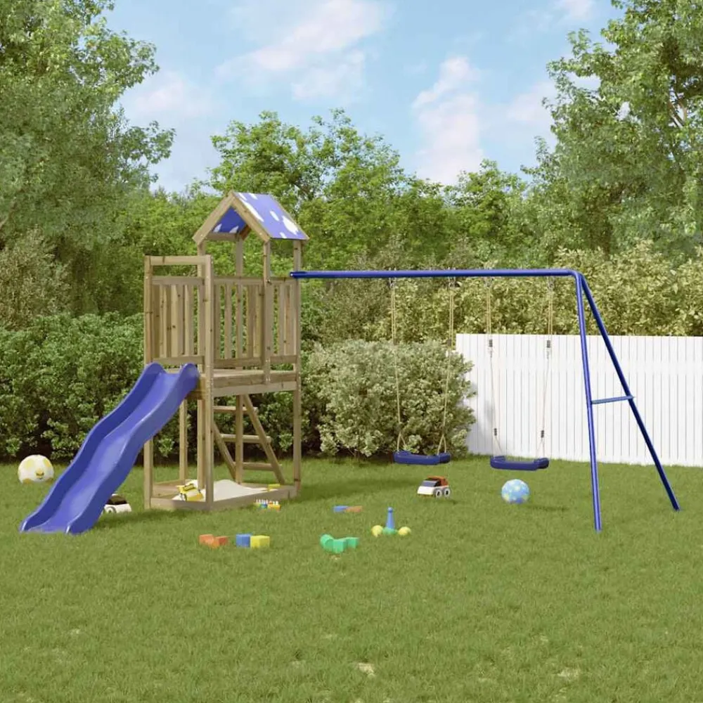 vidaXL Estructuras Para Juegos Al Aire Libre-Parque infantil de exterior madera de pino impregnada