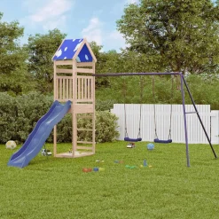 vidaXL Estructuras Para Juegos Al Aire Libre-Parque infantil de exterior de madera maciza de pino