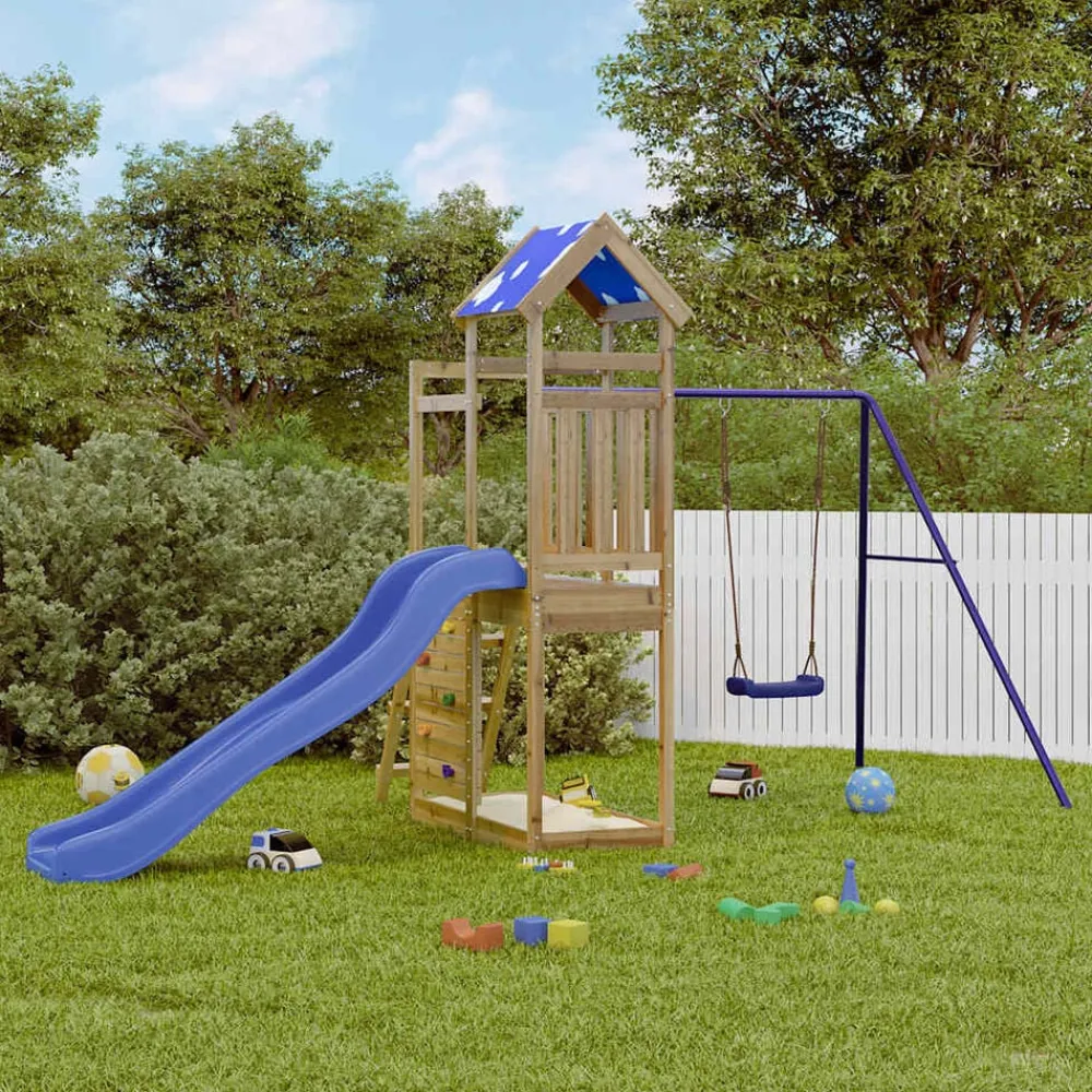 vidaXL Estructuras Para Juegos Al Aire Libre-Parque infantil de exterior madera de pino impregnada