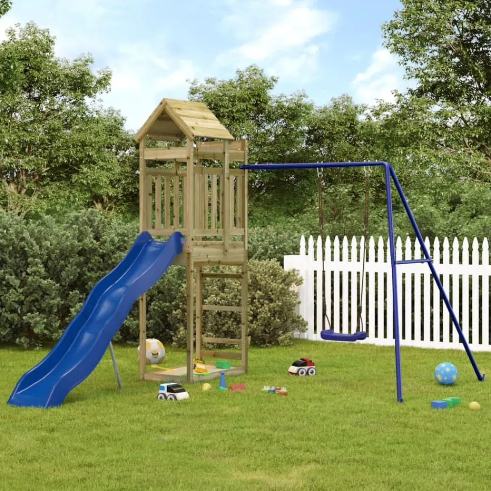vidaXL Estructuras Para Juegos Al Aire Libre-Parque infantil de exterior madera de pino impregnada