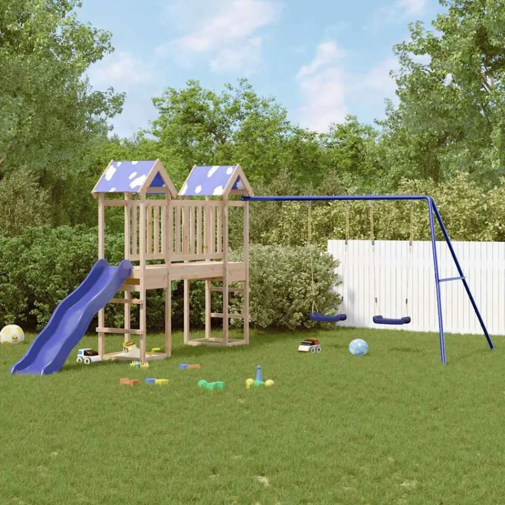 vidaXL Estructuras Para Juegos Al Aire Libre-Parque infantil de exterior de madera maciza de pino