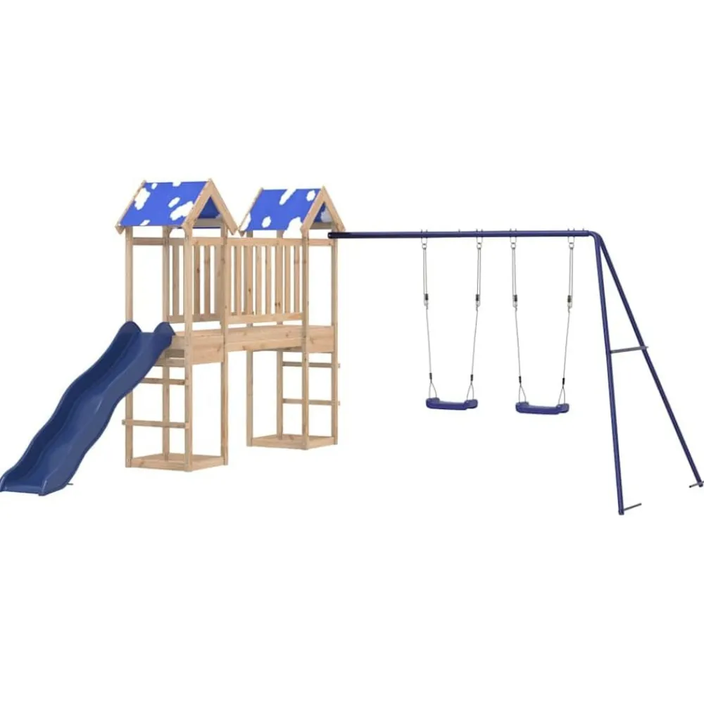 vidaXL Estructuras Para Juegos Al Aire Libre-Parque infantil de exterior de madera maciza de pino