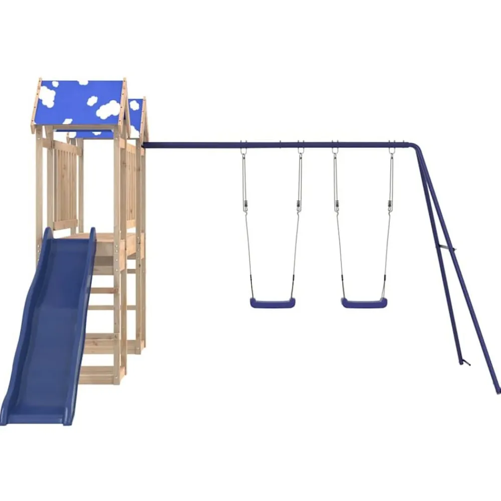 vidaXL Estructuras Para Juegos Al Aire Libre-Parque infantil de exterior de madera maciza de pino
