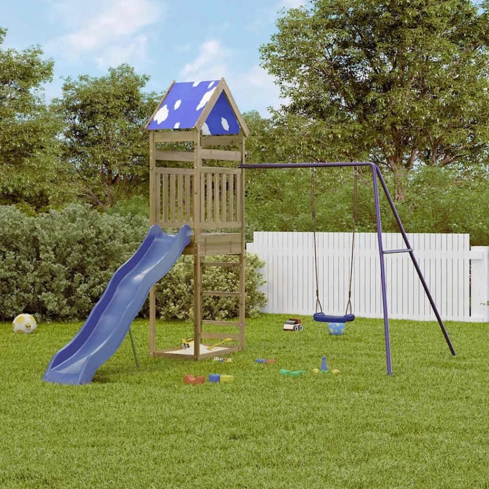 vidaXL Parque infantil de exterior madera de pino impregnada Clearance