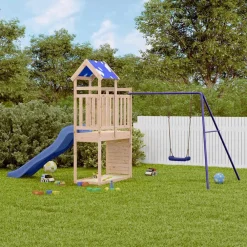 vidaXL Parque infantil de exterior de madera maciza de pino Discount