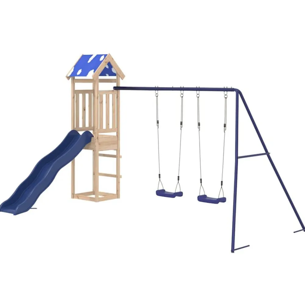 vidaXL Parque infantil de exterior de madera maciza de pino Clearance