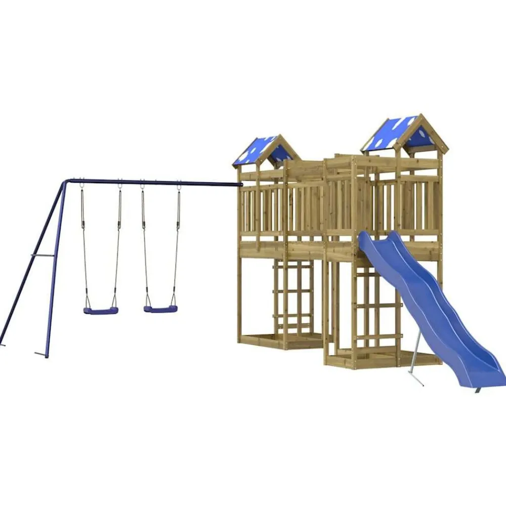 vidaXL Estructuras Para Juegos Al Aire Libre-Parque infantil de exterior madera de pino impregnada