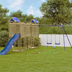 vidaXL Estructuras Para Juegos Al Aire Libre-Parque infantil de exterior madera de pino impregnada
