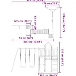 vidaXL Estructuras Para Juegos Al Aire Libre-Parque infantil de exterior madera de pino impregnada