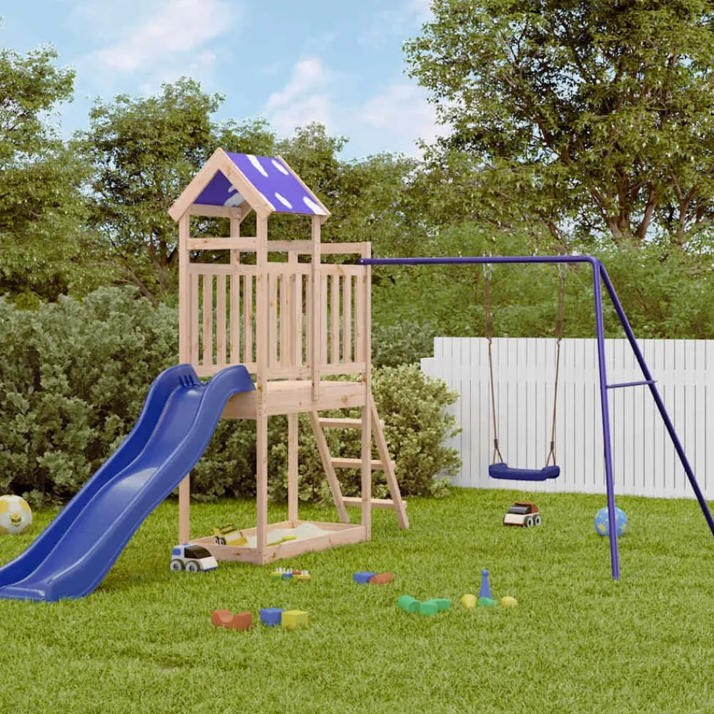 vidaXL Parque infantil de exterior de madera maciza de pino Best