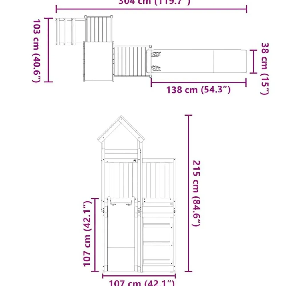 vidaXL Parque infantil de exterior madera de pino impregnada Clearance