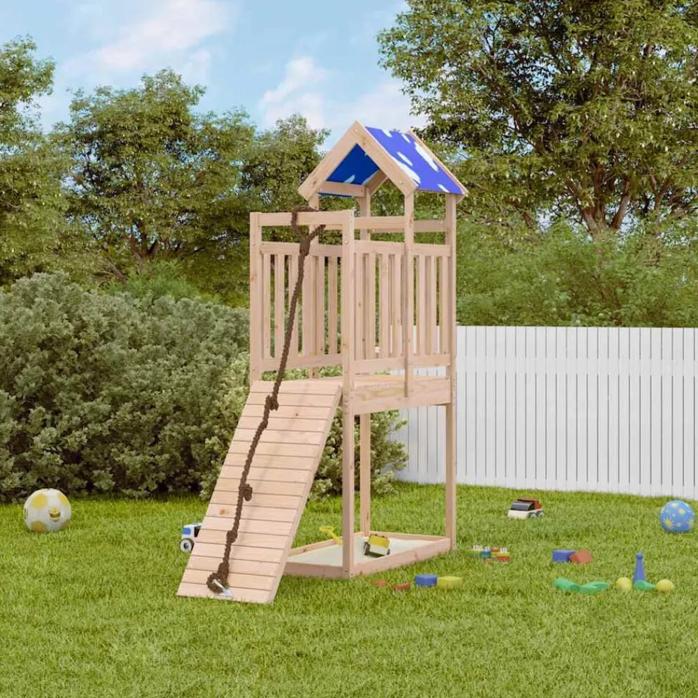 vidaXL Parque infantil de exterior de madera maciza de pino New