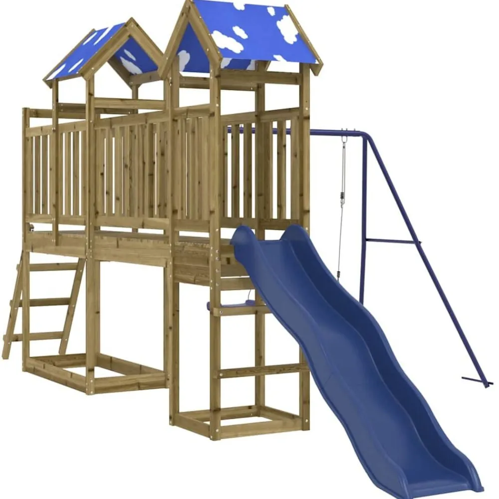 vidaXL Estructuras Para Juegos Al Aire Libre-Parque infantil de exterior madera de pino impregnada