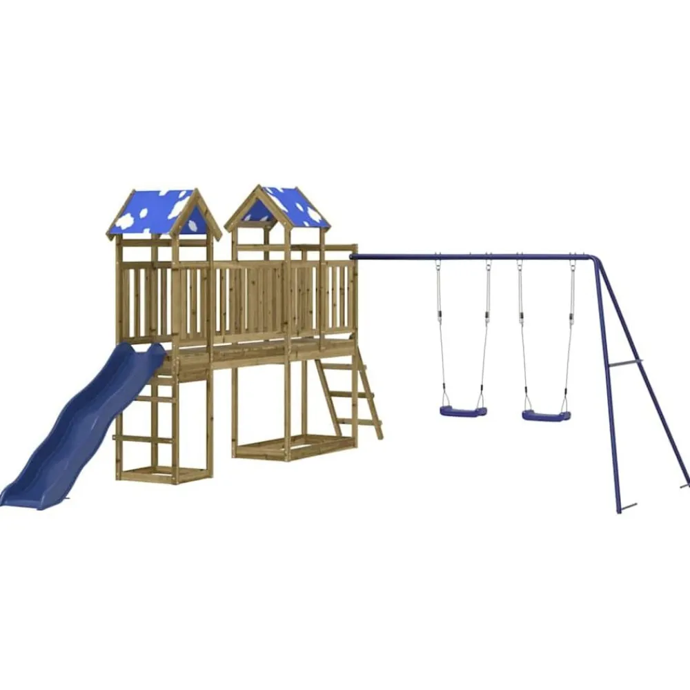 vidaXL Estructuras Para Juegos Al Aire Libre-Parque infantil de exterior madera de pino impregnada
