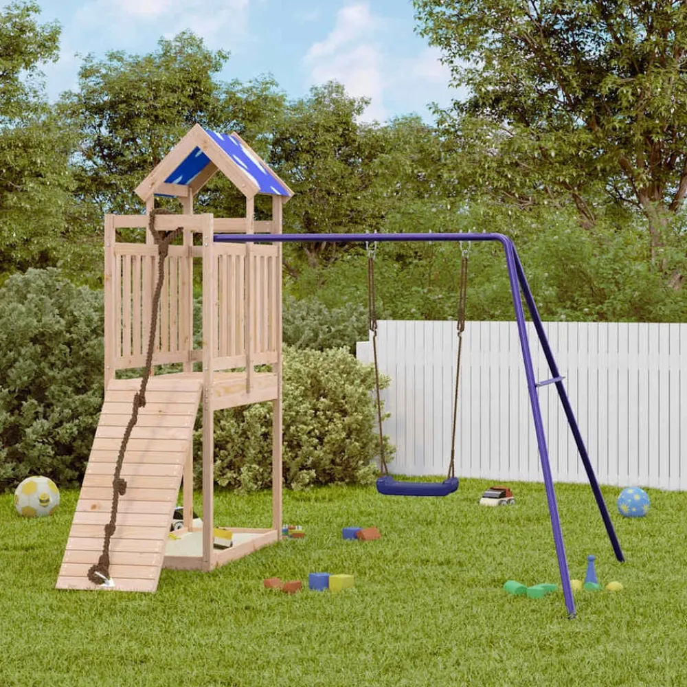 vidaXL Parque infantil de exterior de madera maciza de pino Sale