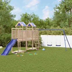 vidaXL Estructuras Para Juegos Al Aire Libre-Parque infantil de exterior de madera maciza de pino