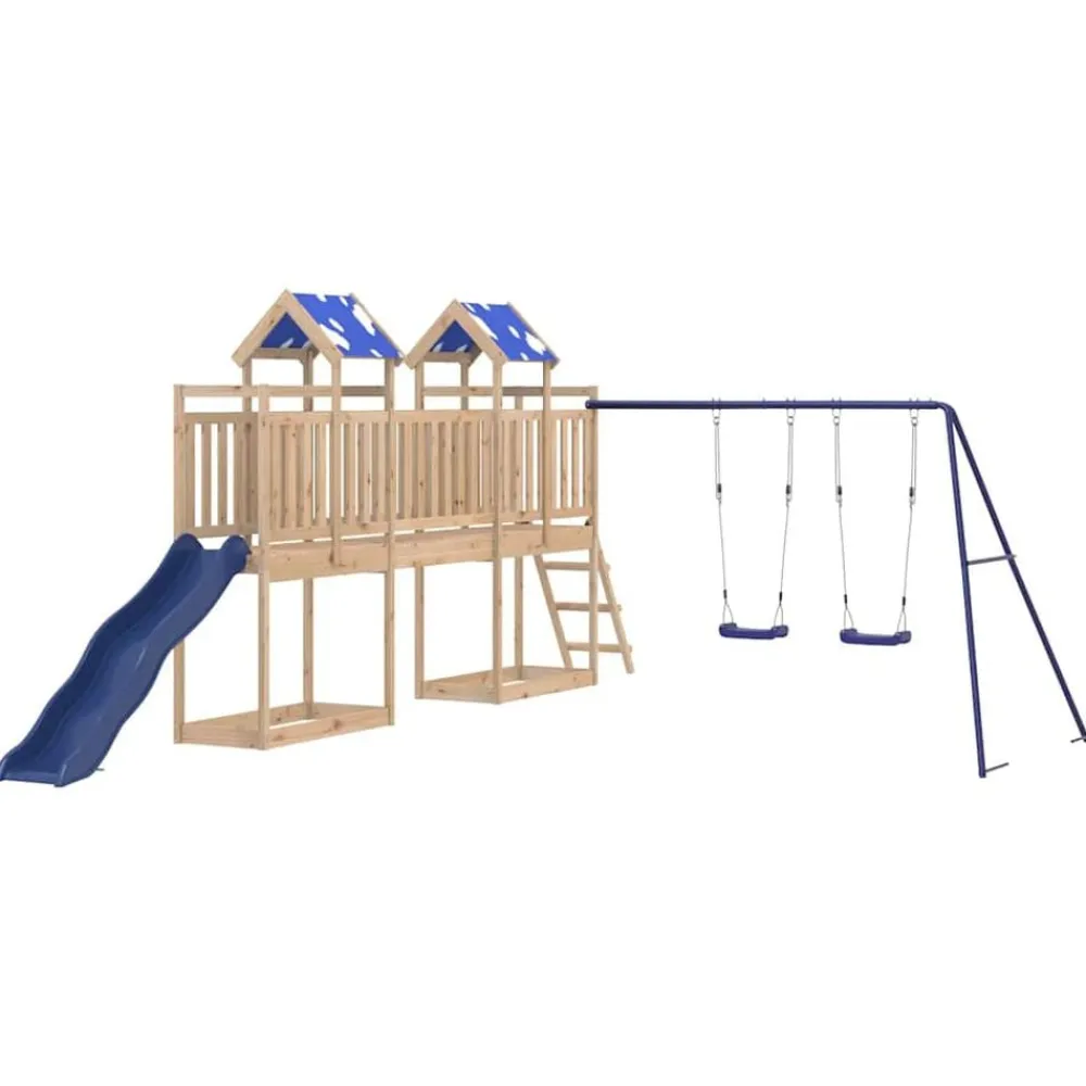 vidaXL Estructuras Para Juegos Al Aire Libre-Parque infantil de exterior de madera maciza de pino