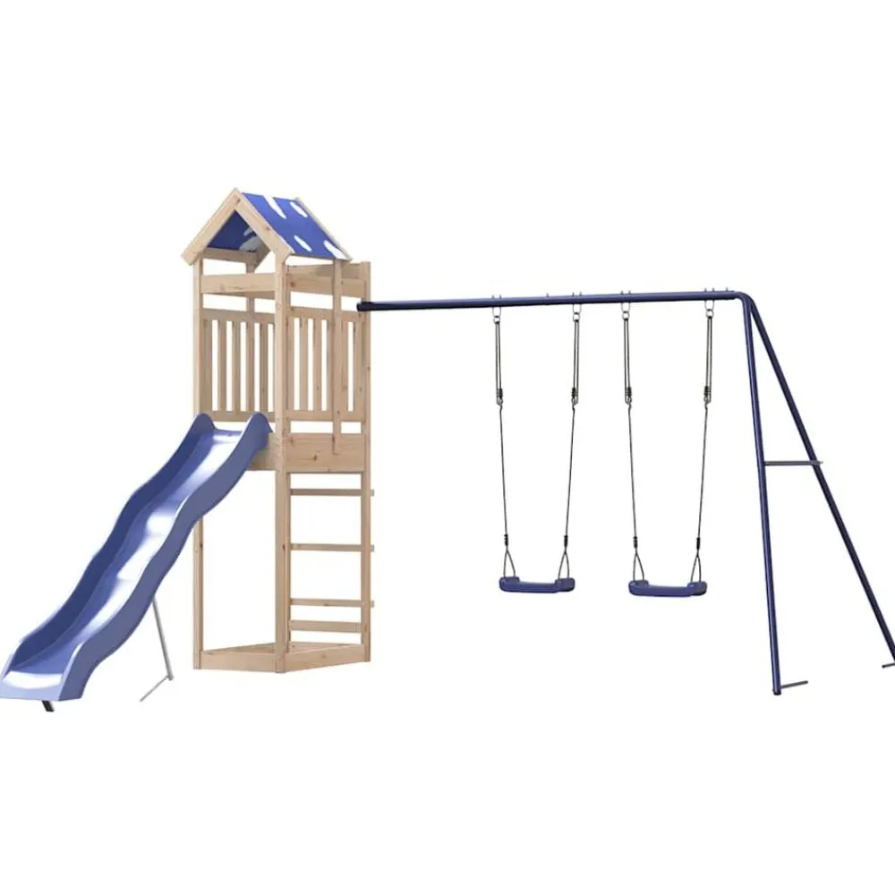 vidaXL Estructuras Para Juegos Al Aire Libre-Parque infantil de exterior de madera maciza de pino