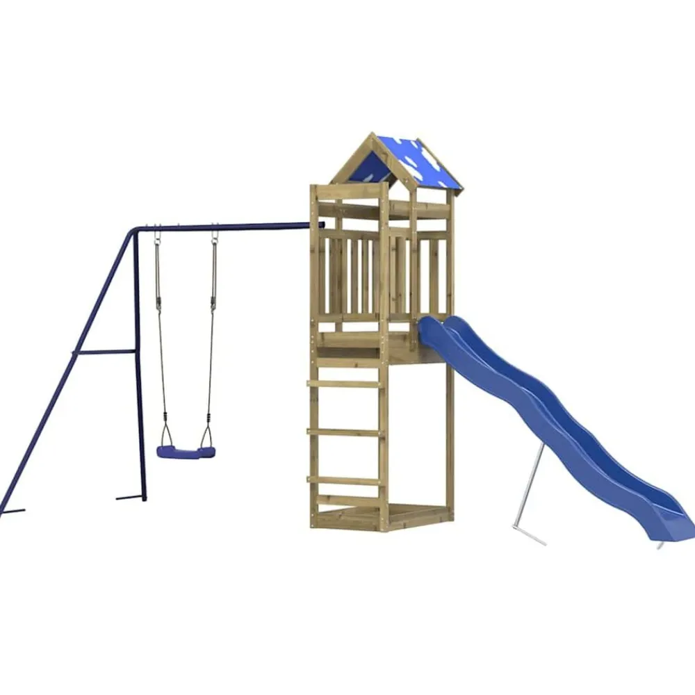 vidaXL Estructuras Para Juegos Al Aire Libre-Parque infantil de exterior madera de pino impregnada