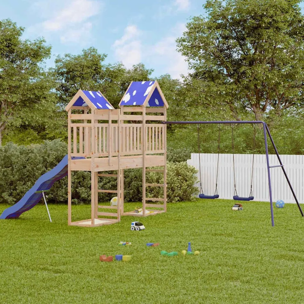 vidaXL Parque infantil de exterior de madera maciza de pino Online