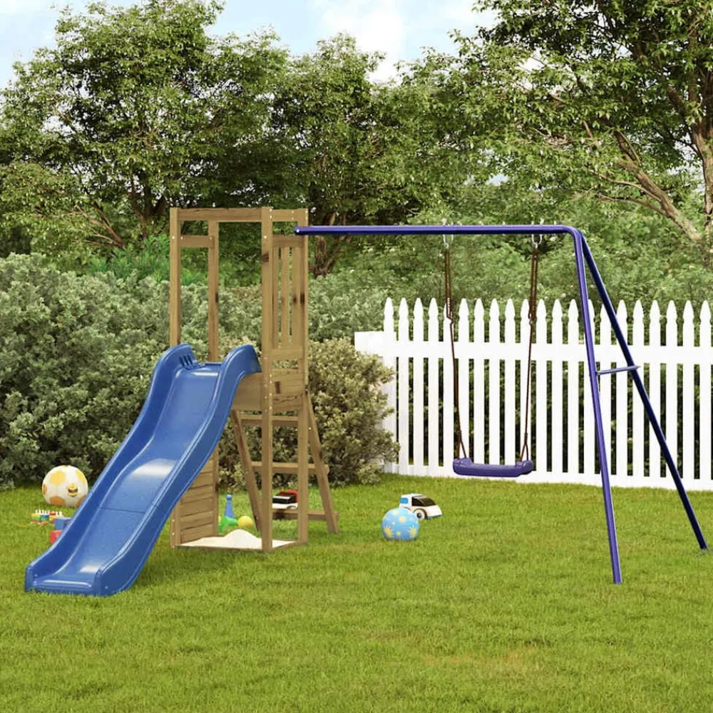 vidaXL Estructuras Para Juegos Al Aire Libre-Parque infantil de exterior madera de pino impregnada