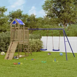vidaXL Estructuras Para Juegos Al Aire Libre-Parque infantil de exterior madera de pino impregnada
