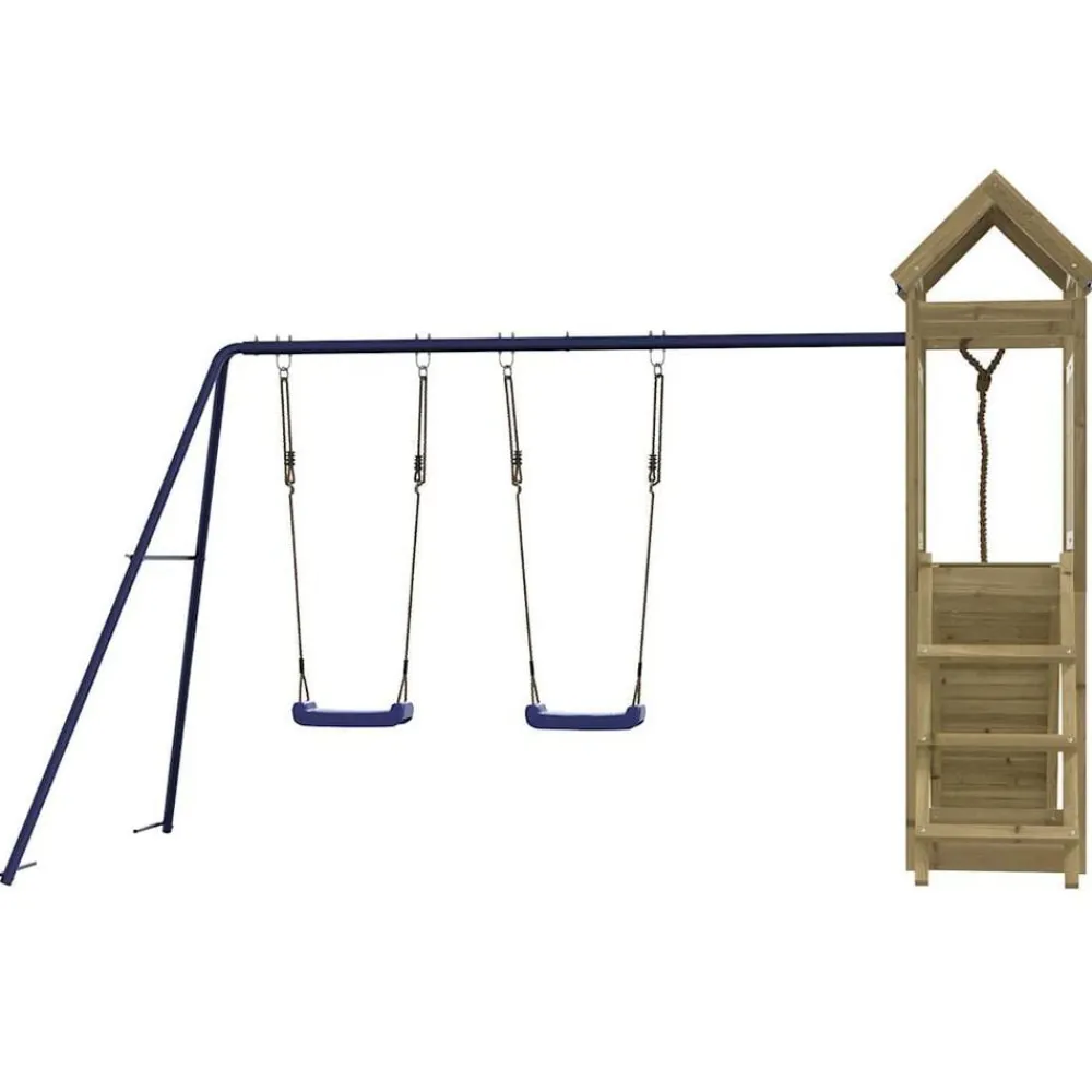 vidaXL Estructuras Para Juegos Al Aire Libre-Parque infantil de exterior madera de pino impregnada