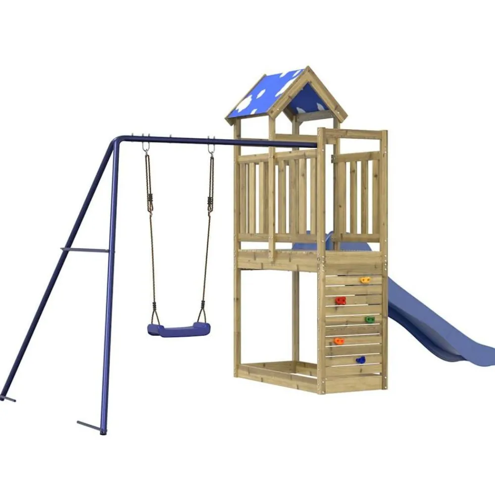 vidaXL Estructuras Para Juegos Al Aire Libre-Parque infantil de exterior madera de pino impregnada