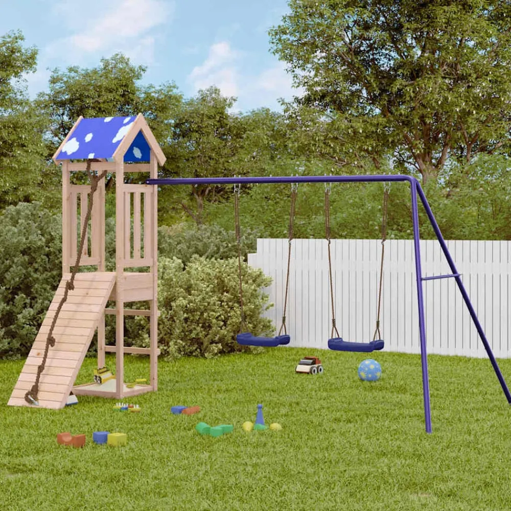 vidaXL Parque infantil de exterior de madera maciza de pino
