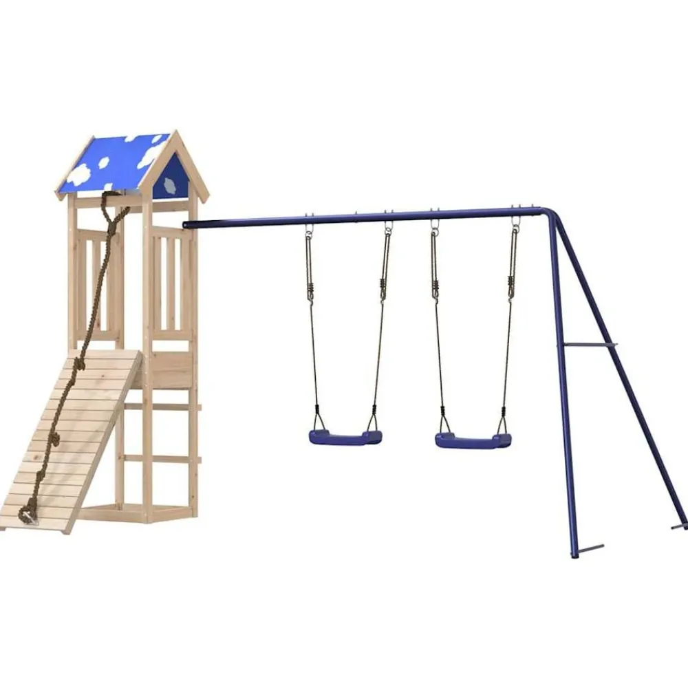 vidaXL Parque infantil de exterior de madera maciza de pino