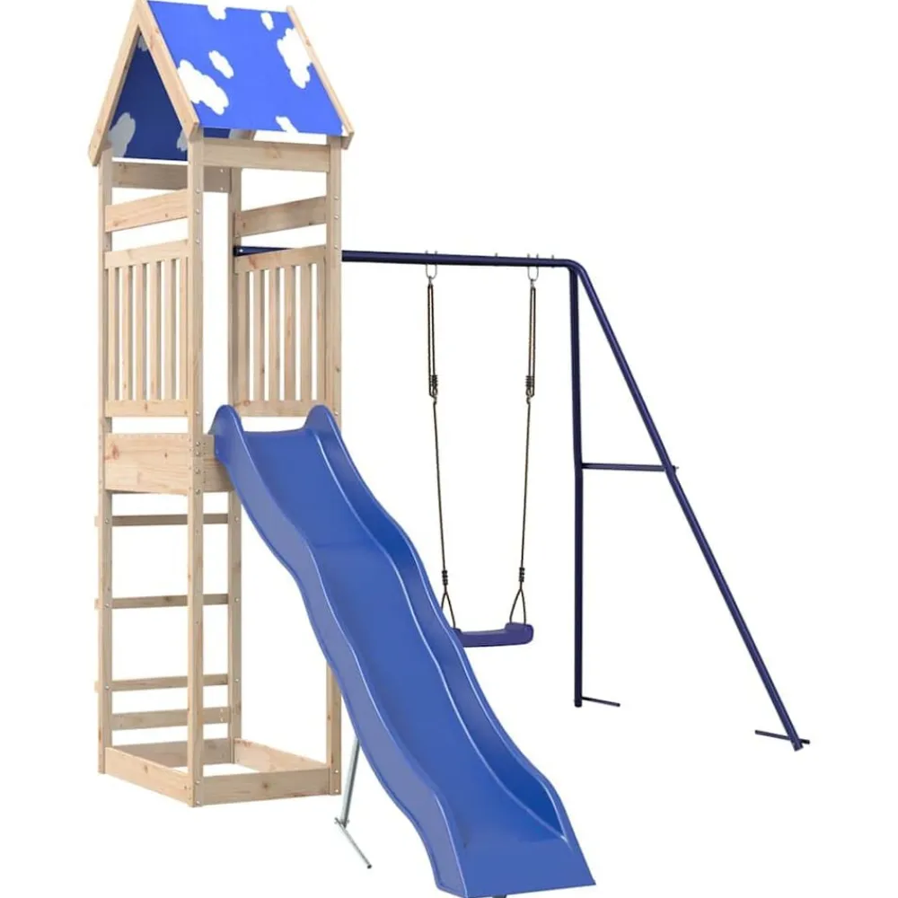 vidaXL Parque infantil de exterior de madera maciza de pino Hot