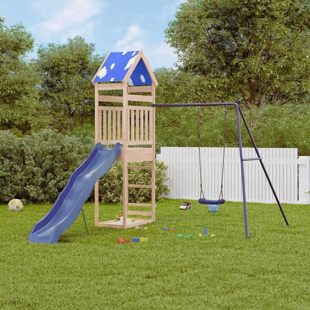 vidaXL Parque infantil de exterior de madera maciza de pino Hot