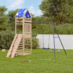 vidaXL Estructuras Para Juegos Al Aire Libre-Parque infantil de exterior de madera maciza de pino