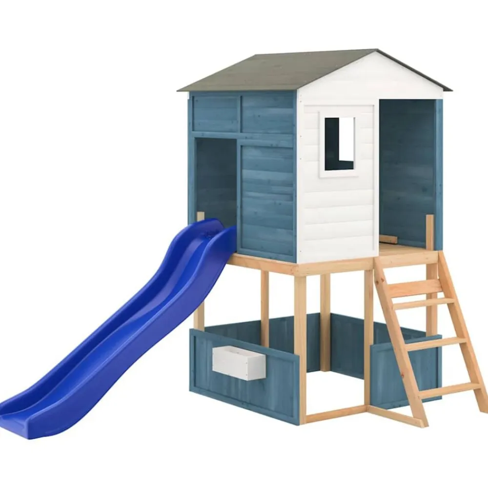 vidaXL Parque infantil de exterior madera maciza de abeto Azul