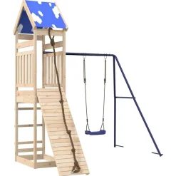 vidaXL Estructuras Para Juegos Al Aire Libre-Parque infantil de exterior de madera maciza de pino