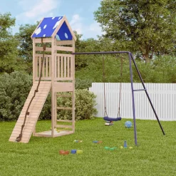 vidaXL Estructuras Para Juegos Al Aire Libre-Parque infantil de exterior de madera maciza de pino