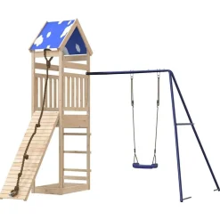 vidaXL Estructuras Para Juegos Al Aire Libre-Parque infantil de exterior de madera maciza de pino