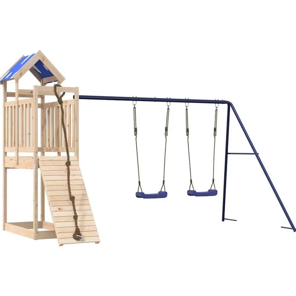 vidaXL Estructuras Para Juegos Al Aire Libre-Parque infantil de exterior de madera maciza de pino