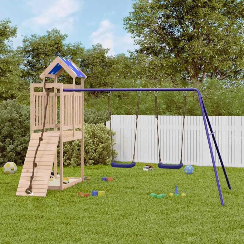 vidaXL Estructuras Para Juegos Al Aire Libre-Parque infantil de exterior de madera maciza de pino