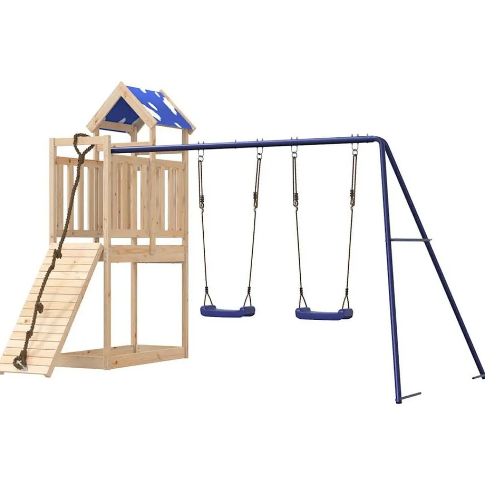 vidaXL Estructuras Para Juegos Al Aire Libre-Parque infantil de exterior de madera maciza de pino