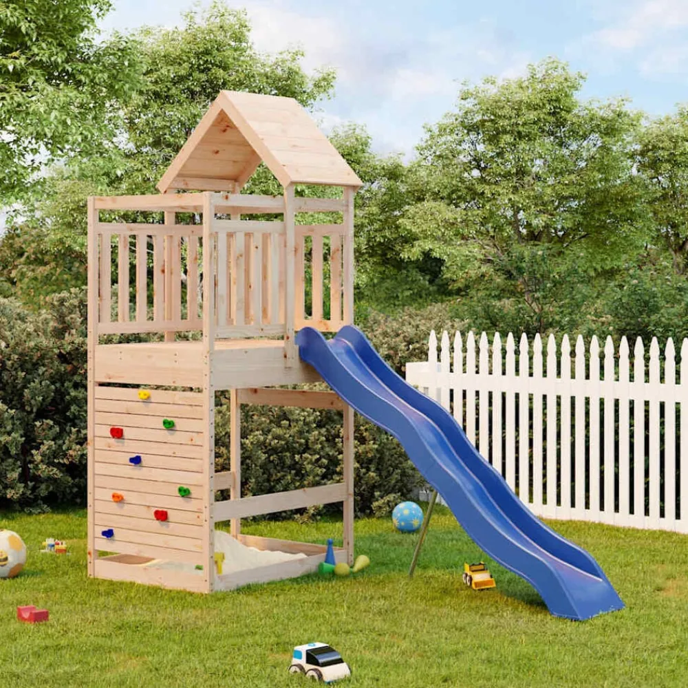 vidaXL Parque infantil de exterior madera maciza de pino New