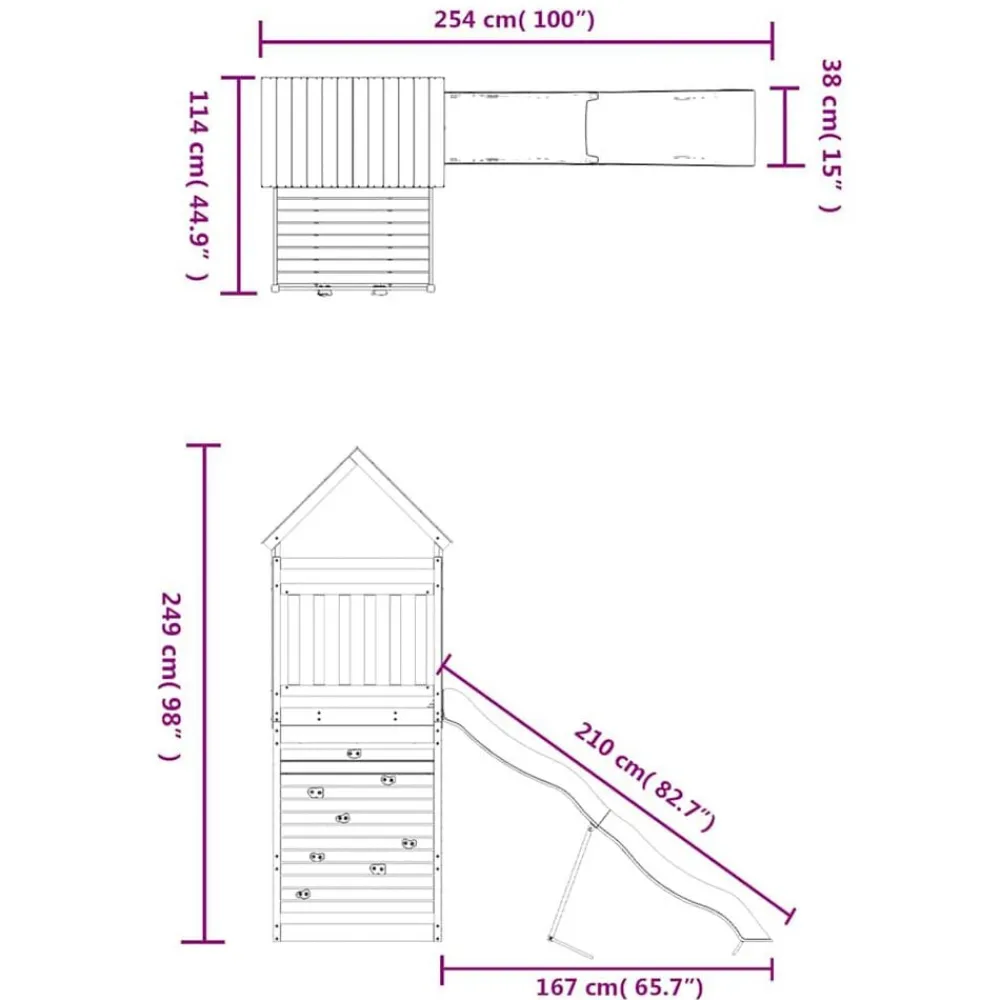 vidaXL Parque infantil de exterior madera maciza de pino New