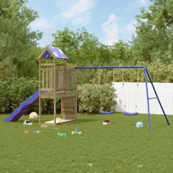 vidaXL Estructuras Para Juegos Al Aire Libre-Parque infantil de exterior madera de pino impregnada