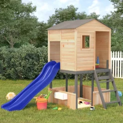 vidaXL Parque infantil de exterior madera maciza de abeto Gris