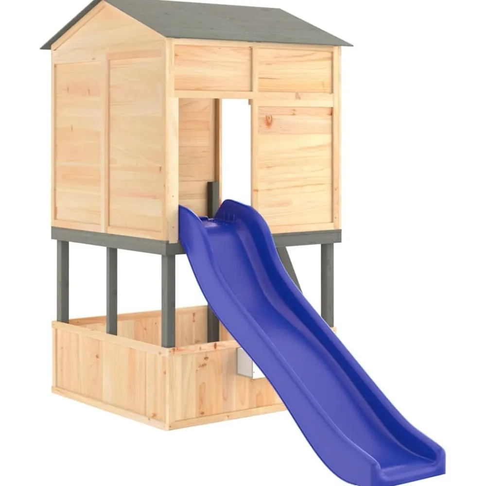 vidaXL Parque infantil de exterior madera maciza de abeto Gris