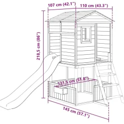 vidaXL Parque infantil de exterior madera maciza de abeto Gris